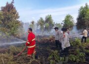 Bara Gambut Belum Padam, Wakapolda Riau dan Kapolres Kampar Ikut Berjibaku