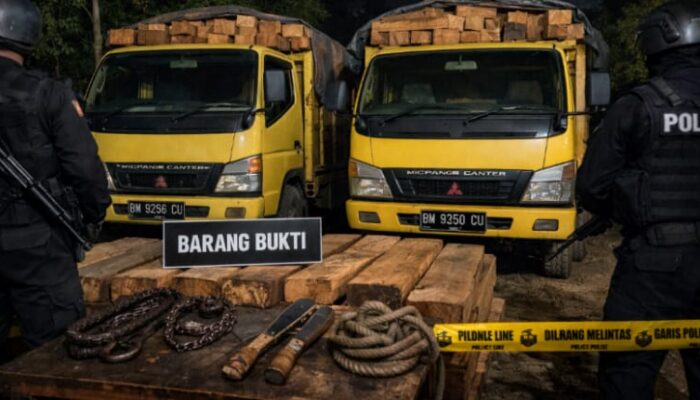 Illegal Logging di Kerumutan Terbongkar, Ditreskrimsus Polda Riau Tangkap Dua Sopir