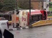 Begini Kronologi Kecelakaan Tunggal Truk Tangki di Flyover Sudirman Pekanbaru
