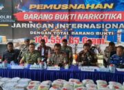 Jaringan Narkotika Internasional Dibongkar, Polda Riau Musnahkan 100,55 Kg Barang Bukti