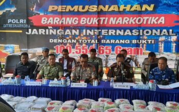 Jaringan Narkotika Internasional Dibongkar, Polda Riau Musnahkan 100,55 Kg Barang Bukti